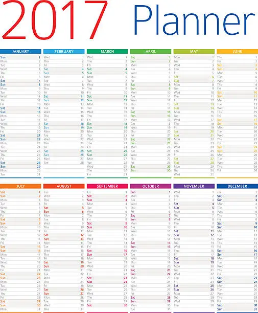 Vector illustration of Calendar / Planner 2017 - Illustration - Illustration