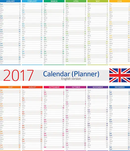 Vector illustration of Calendar / Planner 2017 - Illustration - Illustration