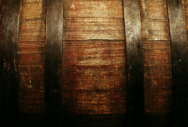 Oak barrel closeup Vintage texture - oak barrel closeup barrel stock pictures, royalty-free photos & images