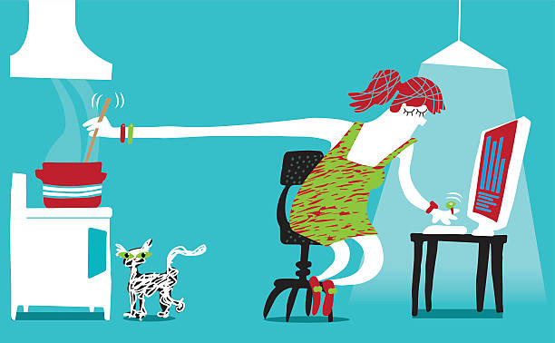 Work from home When Suzan made a change in her career, she never thought it would be so difficult to work at home. ambidextrous stock illustrations