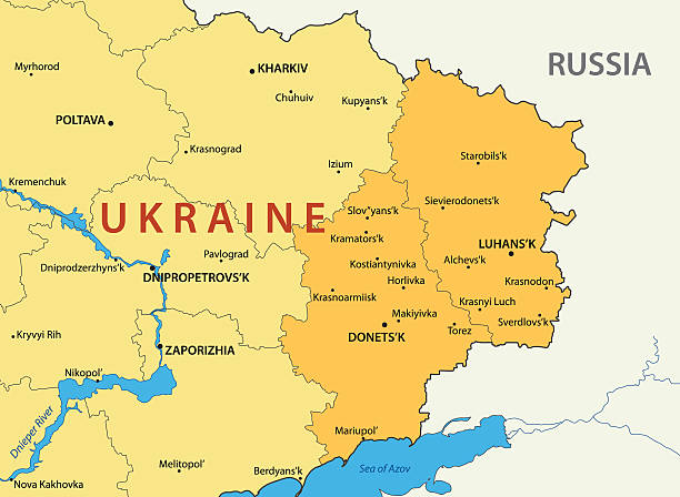 донецк и луганск регионов украины-векторная карта - donetsk oblast stock illustrations
