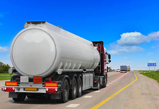 istock Tanker with chrome tanker on the highway. 540598804