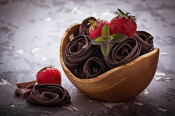 istock Uncooked chocolate pasta and strawberry 540600564