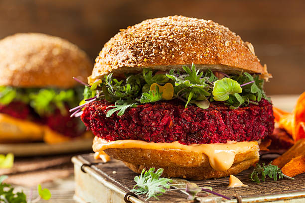 istock Healthy Baked Red Vegan Beet Burger 540601268