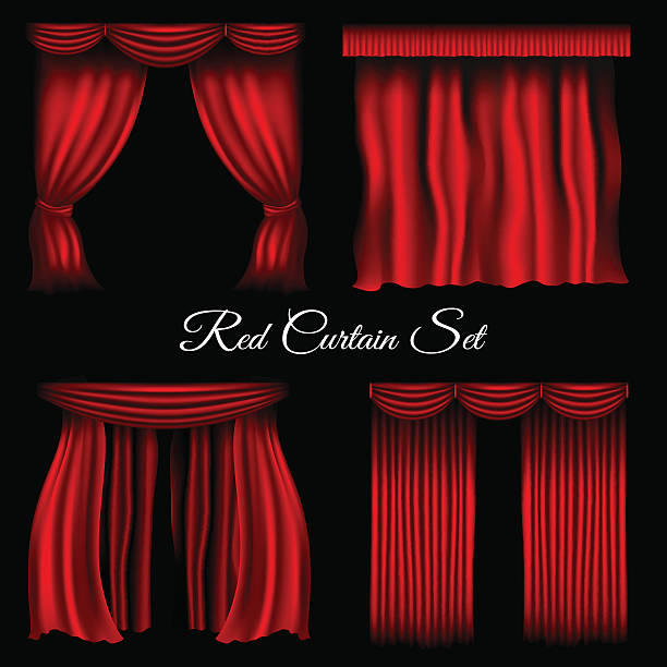 Red curtains on transparent background Red curtains. Vector various curtains on transparent background opera stock illustrations