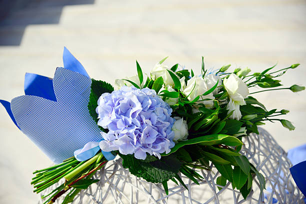 istock Boy baptism decoration in off white and blue 540602166