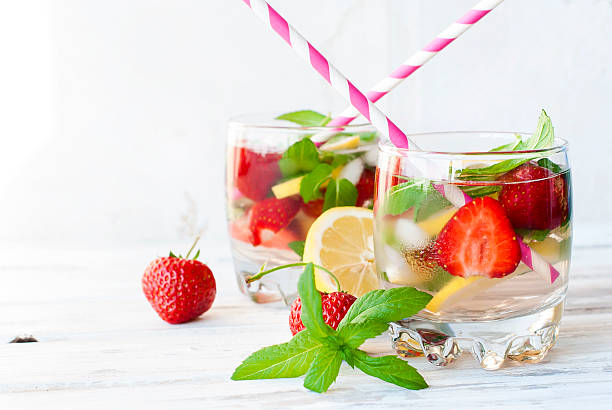 istock Strawberry mojito cocktail with mint and ice selective focus 540602604
