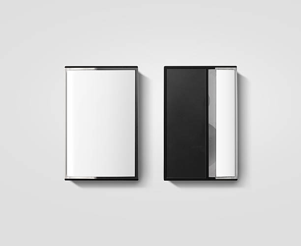 Blank cassette tape box design mockup, isolated, back side view