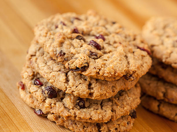 istock Tilted stack of oatmeal and cranberry cookies 540602864