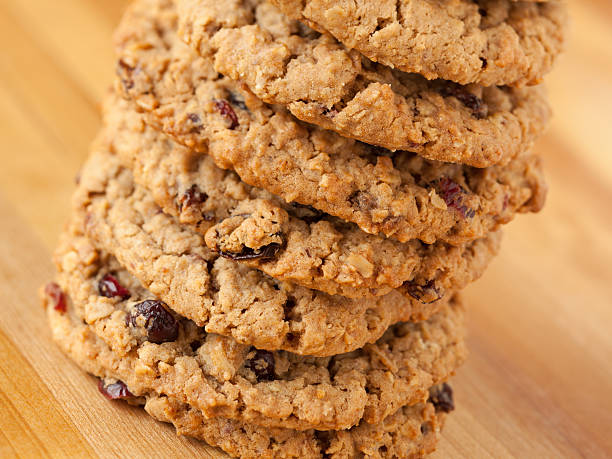 istock Tilted stack of oatmeal and cranberry cookies 540602960