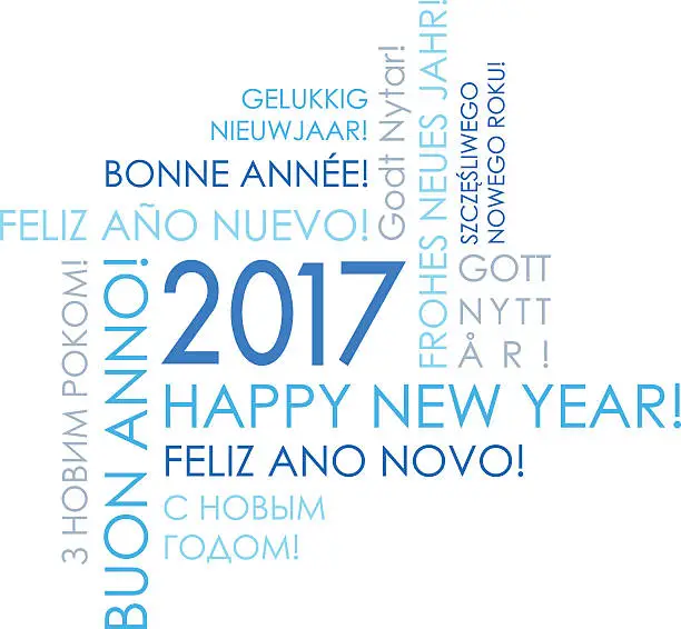 Vector illustration of Happy New Year 2017 - International Greeteng Card