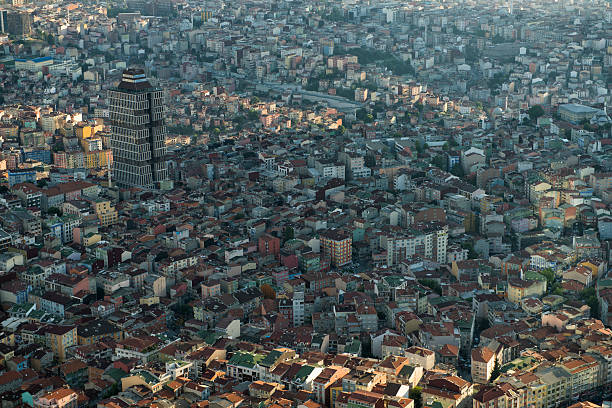 istock Aerial view of red rooftops from Istanbul with one skyscraper 540603878