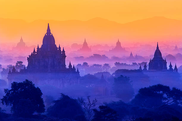 Bagan, Myanmar Sunset in Bagan, Myanmar myanmar photos stock pictures, royalty-free photos & images