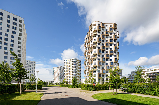Apartment towers in the city, modern residential buildings