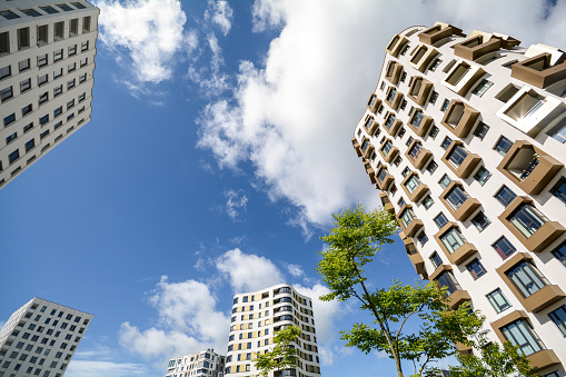 Apartment towers in the city, Facade of modern residential buildings