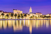 Split Croatia cityscape blue hour