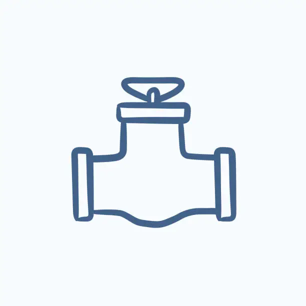 Vector illustration of Gas pipe valve sketch icon.