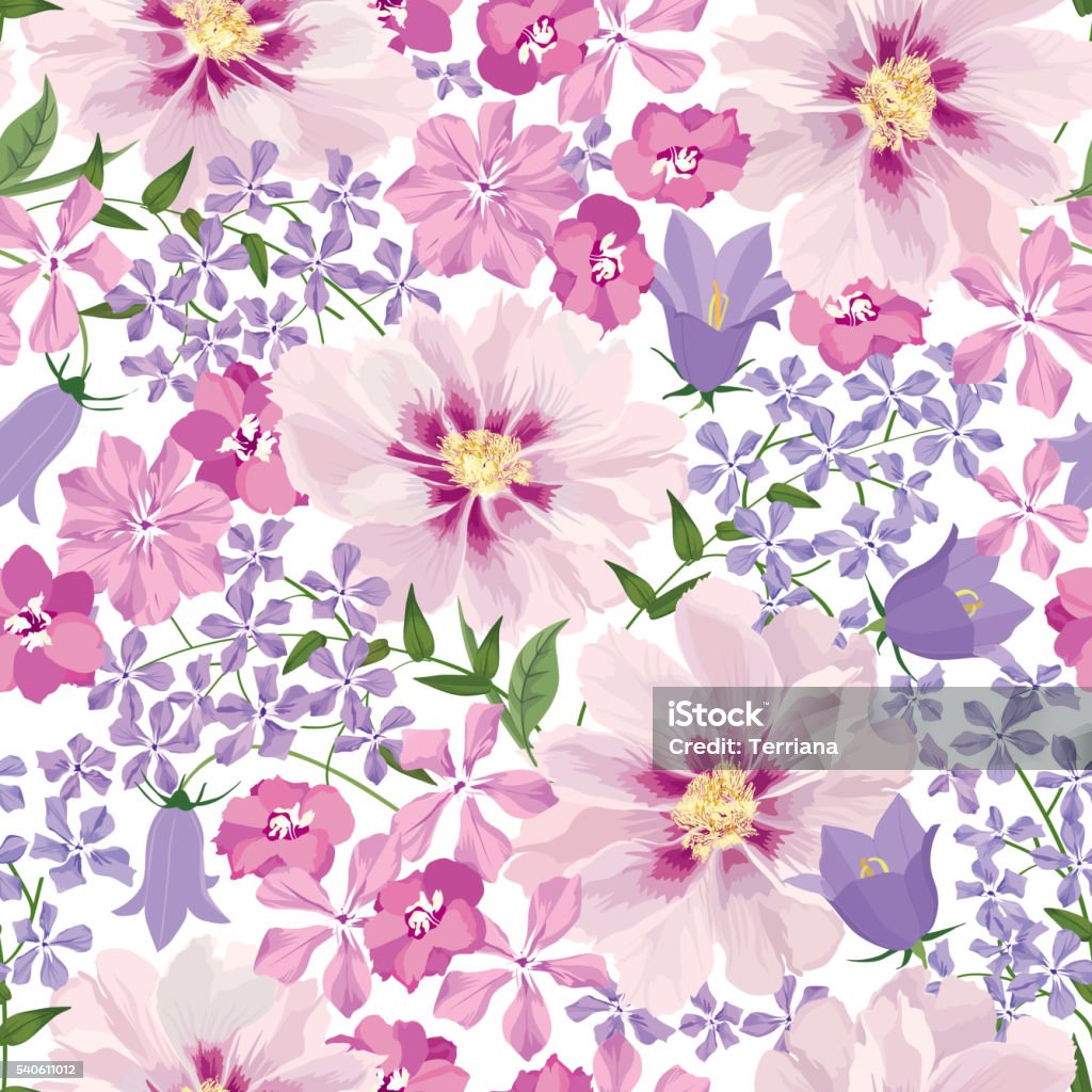 Floral seamless pattern Flower background Floral seamless pattern. Flower background. Floral tile spring texture with flowers. Beauty In Nature stock vector