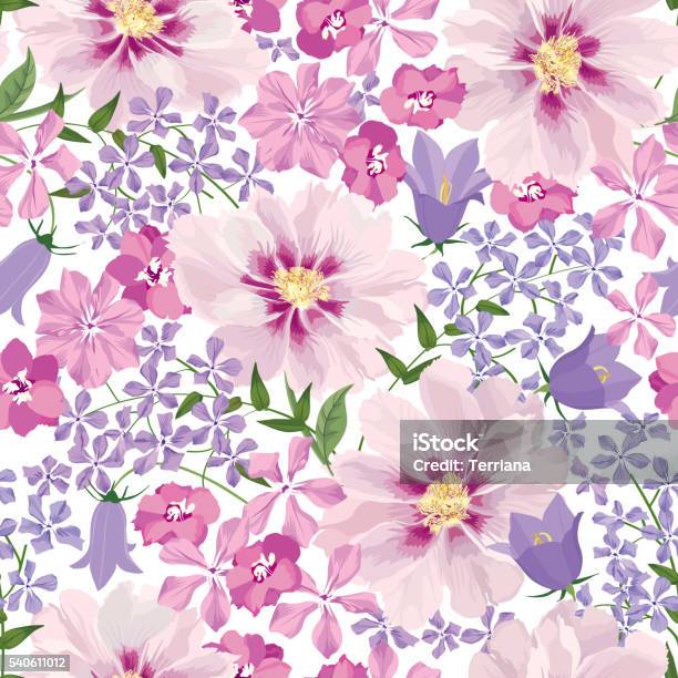 Floral Seamless Pattern Flower Background Stock Illustration - Download Image Now - Beauty In Nature, Illustration, Leaf