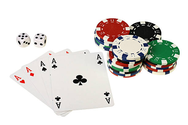 istock Poker playing cards, chips and dices 540611456