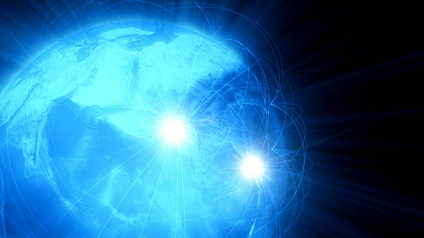 istock Futuristic view of planet Earth with global connections 540611822