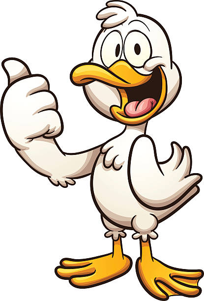 Happy cartoon duck Happy cartoon duck. Vector clip art illustration with simple gradients. All in a single layer. duck bird stock illustrations
