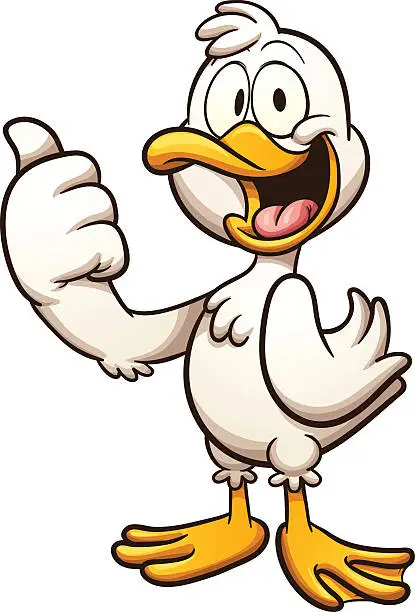 Vector illustration of Happy cartoon duck