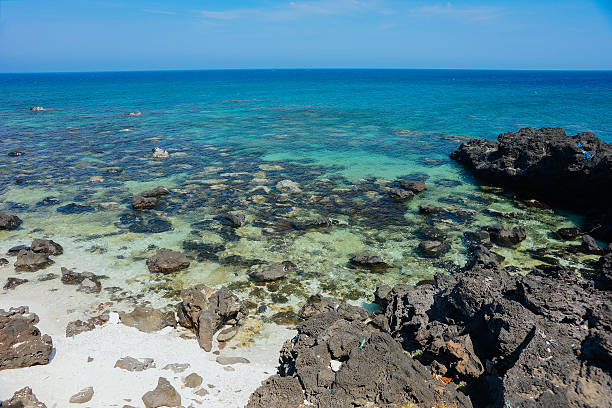 Beautiful landscape with rock and beach in Lyson island, Quang Ngai, Vietnam