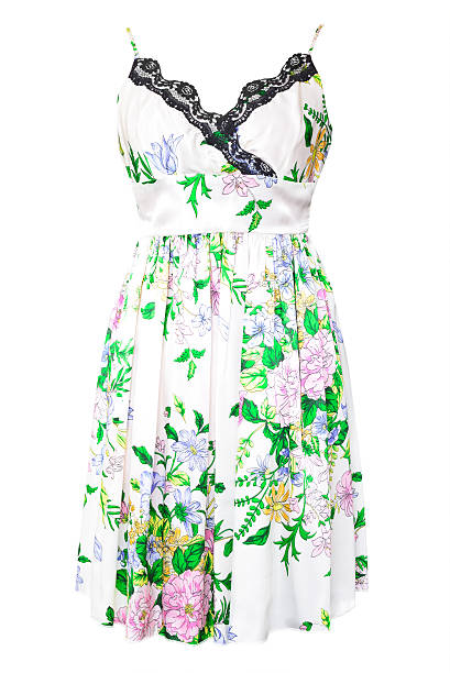 istock White dress with a floral pattern isolated on white background 540718972