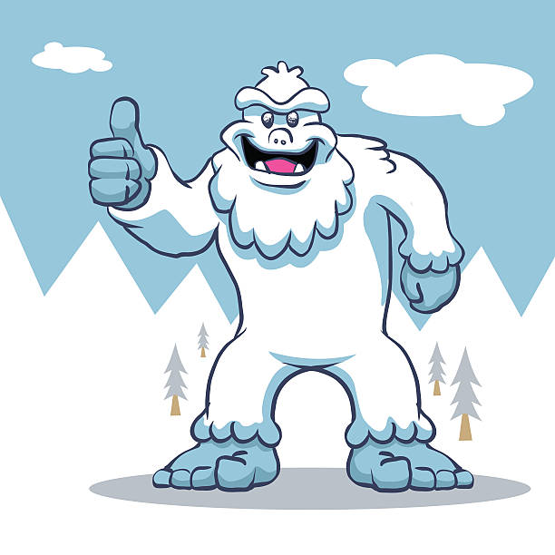 niebieski yeti. śmieszna yeti. - yeti stock illustrations