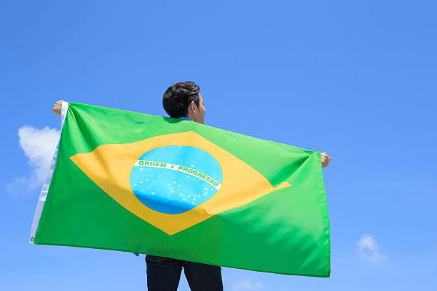 istock Excited man holding brazil flag 540721156