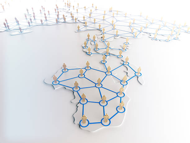 istock Social network with human symbol on world map. 540721174