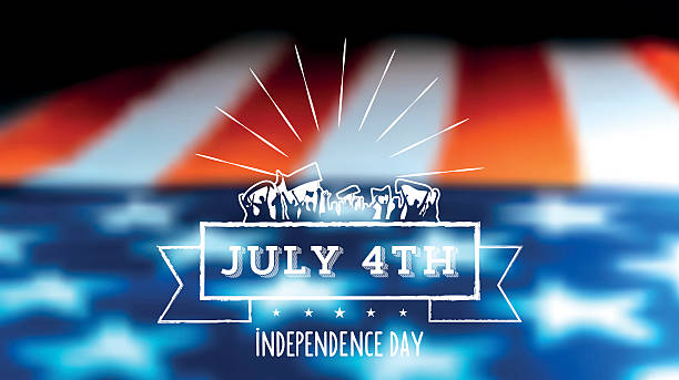istock fourth july vintage label on blurred vibrant us flag 540722160