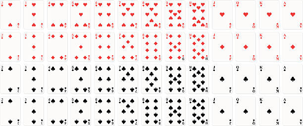 Playing cards. Full set of playing cards. 52 cards poker in casino. Vector illustration on white background. deck stock illustrations