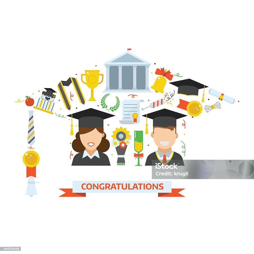 Graduation Atributes Graduation Award Elements Concept Stock Illustration - Download Image ...