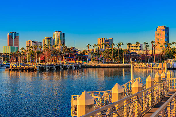 istock Long Beach Harbor with skyline and clear skies, CA 540725530
