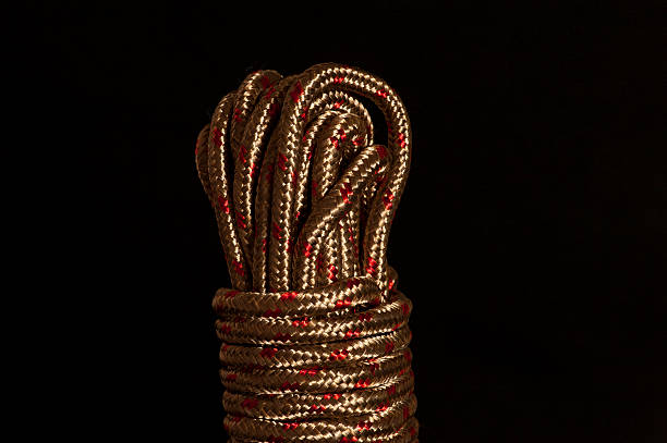 istock Gold and metallic red rope showing textures 540726638
