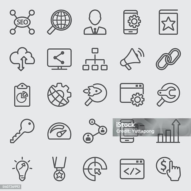 Internet Seo Line Icon Stock Illustration - Download Image Now - Icon Symbol, Social Issues, Social Gathering