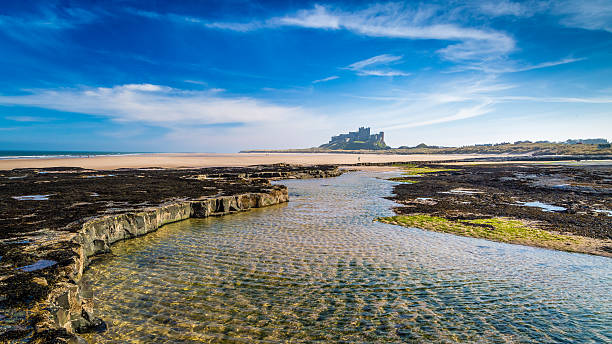 Bamburgh Castle on the Northumberland coast, England