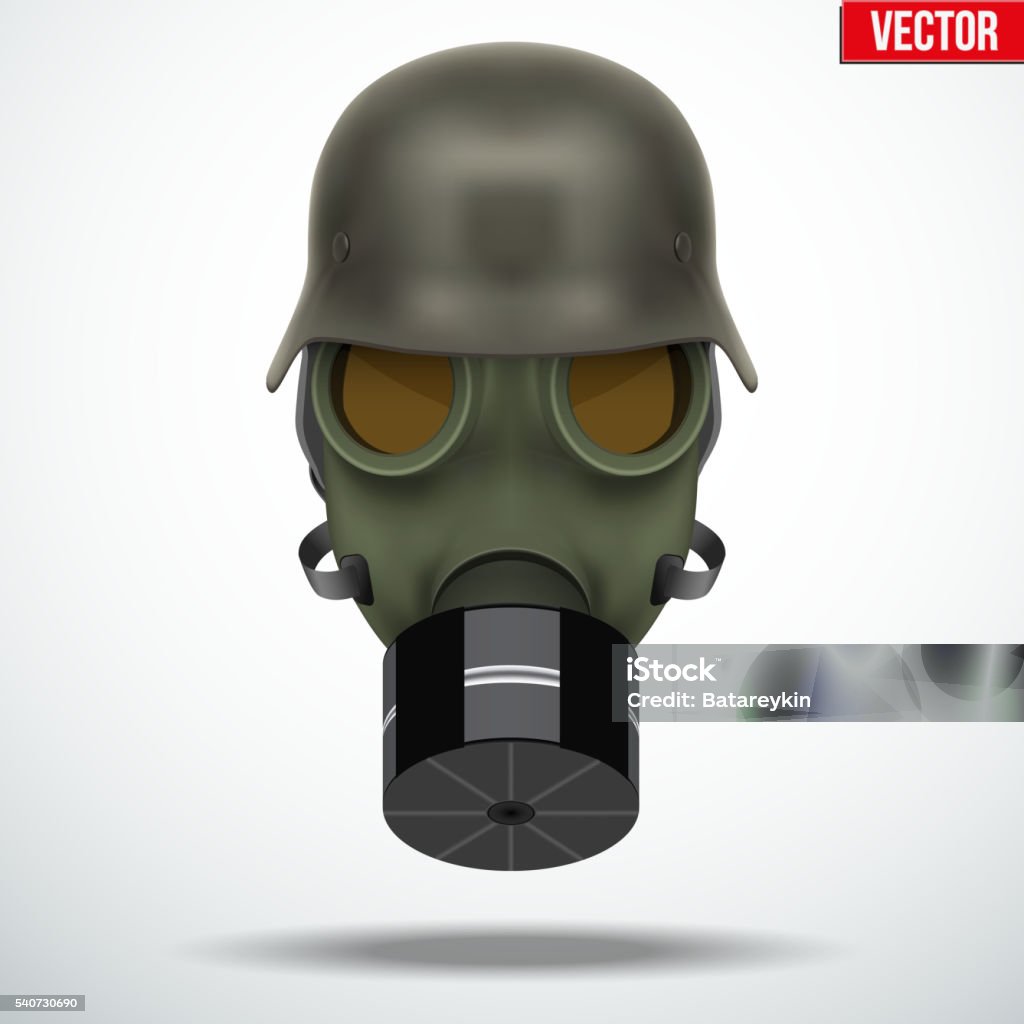 Military German Helmet With Gas Mask Stock Illustration - Download - World War II, Gas Mask, Armed Forces - iStock