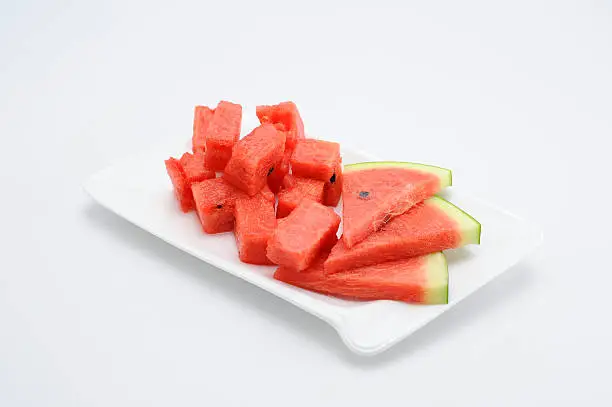 Photo of watermelom slice on white background