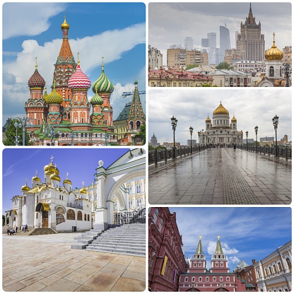 Collage of Moscow (Russia) images - travel background (my photos)