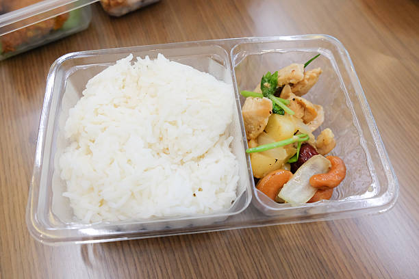 istock Thai food box rice with stir fried chicken and vegetable 540735046