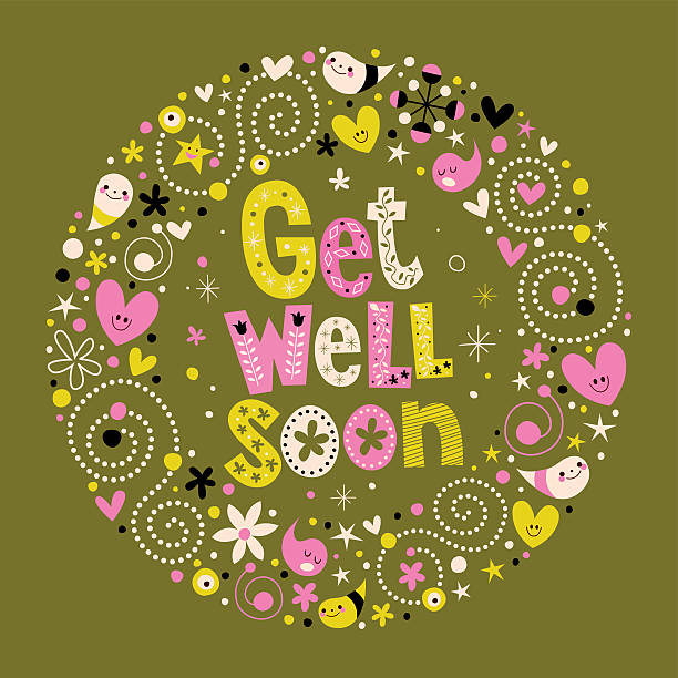 stockillustraties, clipart, cartoons en iconen met get well soon card - beterschap