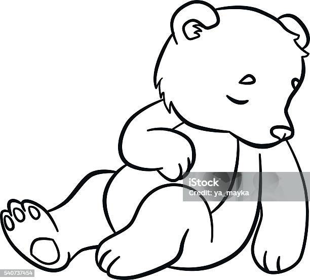 Coloring Pages Wild Animals Little Cute Baby Bear Sleeps Stock Illustration - Download Image Now