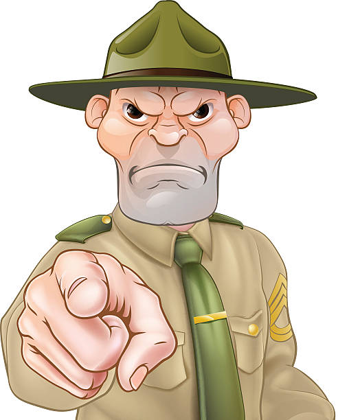 ilustrações, clipart, desenhos animados e ícones de treinador apontando - sergeant army pointing armed forces