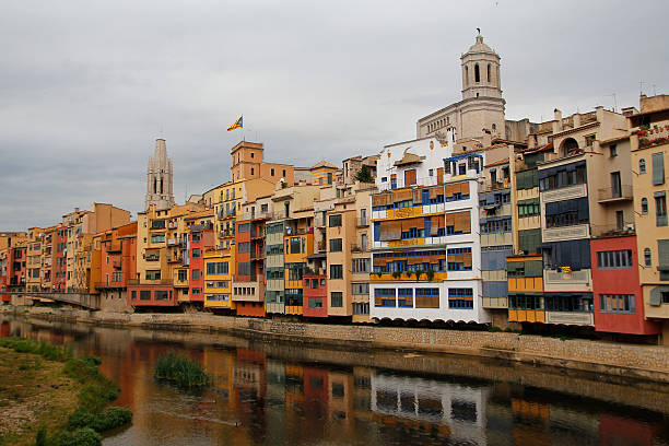 Girona city view stock photo