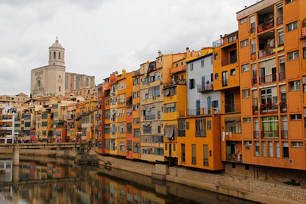 Girona city view stock photo