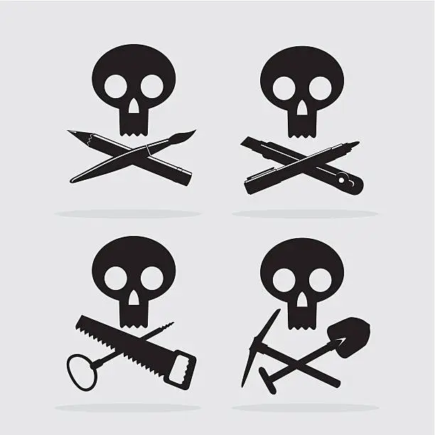 Vector illustration of skull_and_crosstools_icons