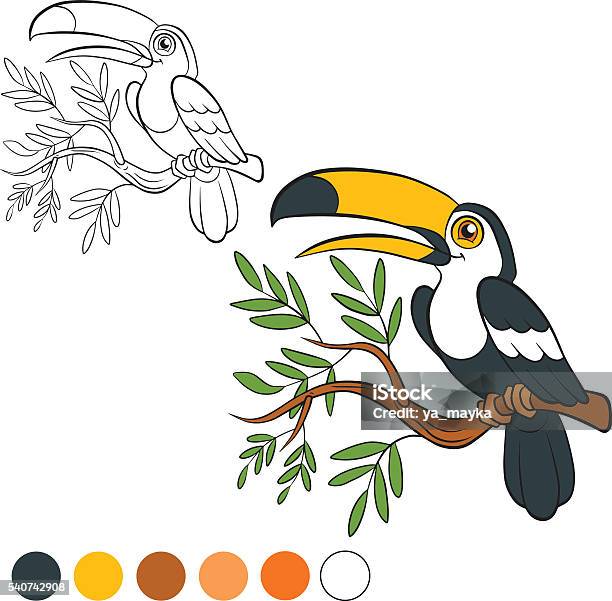 Coloring Page Color Me Toucan Stock Illustration - Download Image Now - Coloring Book Page - Illlustration Technique, Parrot, Tropical Rainforest